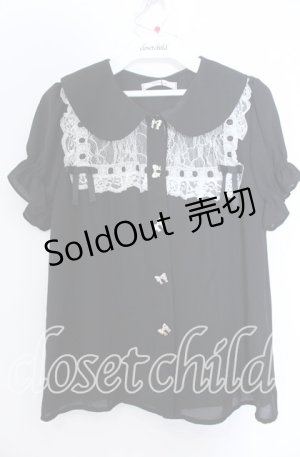 画像: Ank Rouge / はしごレース配色ブラウス M クロ×シロ O-25-08-27-040-CA-BL-OW-OS