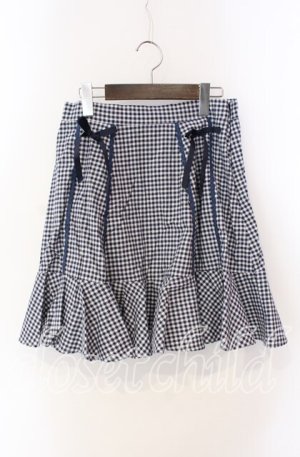 画像: evelyn / リボン配色チェックフリルスカート M アオ O-25-08-28-039-LO-SK-OW-OS