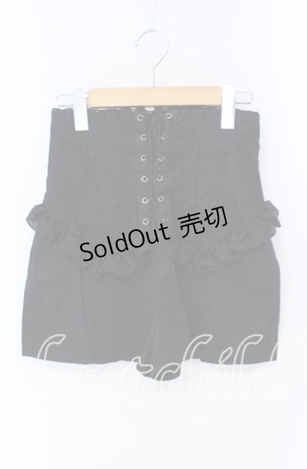 画像1: mon lily / コルセット風ショートパンツ M クロ O-25-08-28-048-LO-PA-OW-OS (1)