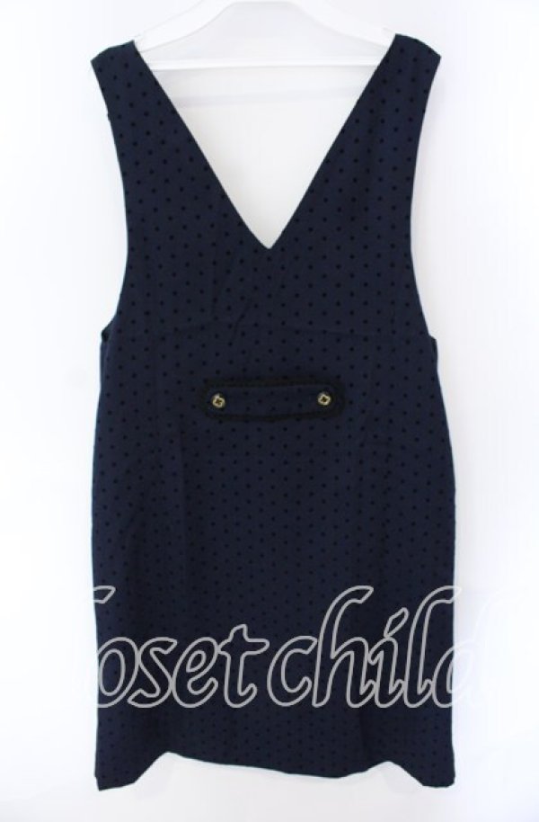 画像3: axes femme / ドットフロッキーサックチュニック M ネイビー O-25-08-28-1040-AX-OP-OW-ZT507 (3)