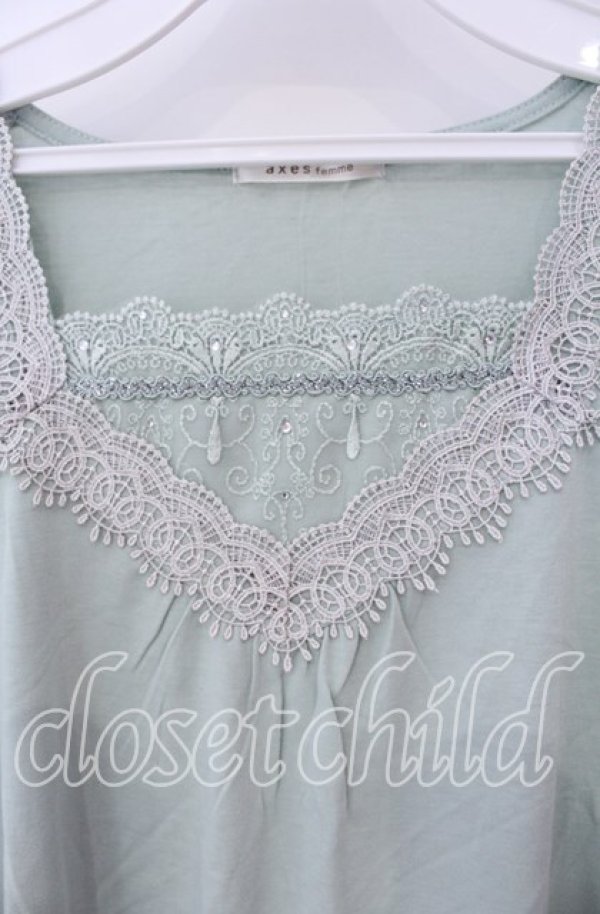 画像2: axes femme / 袖リボンインナープルオーバー M グリーン O-25-08-28-1044-AX-TO-OW-ZT010 (2)