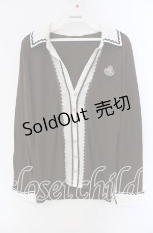 画像: axes femme / エンブレム刺繍重ね着風プルオーバー M ブラウン×キナリ O-25-08-28-1006-AX-TO-OW-OS