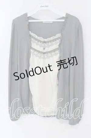 画像: axes femme / シフォン切替プルオーバー M グリーン×キナリ O-25-08-28-1008-AX-TO-OW-OS