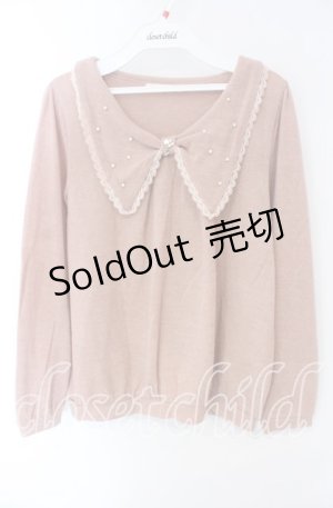 画像: axes femme / パール配色ニットプルオーバー M ピンク O-25-08-28-1011-AX-TO-OW-OS