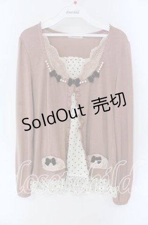 画像: axes femme / ベロアリボン配色重ね着風プルオーバー M ピンク O-25-08-28-1002-AX-TO-OW-OS