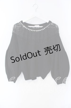 画像: axes femme / レース使ボリュームニットプルオーバー M クロ O-25-08-28-1018-AX-TO-OW-OS