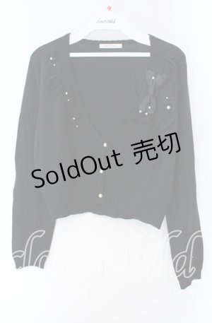 画像: axes femme / リボン＆チュールフリルショートカーディガン M クロ O-25-08-28-1019-AX-TO-OW-OS