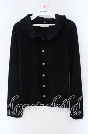 画像: axes femme / 襟ファー付きドットカーデ M クロ O-25-08-28-1020-AX-TO-OW-OS
