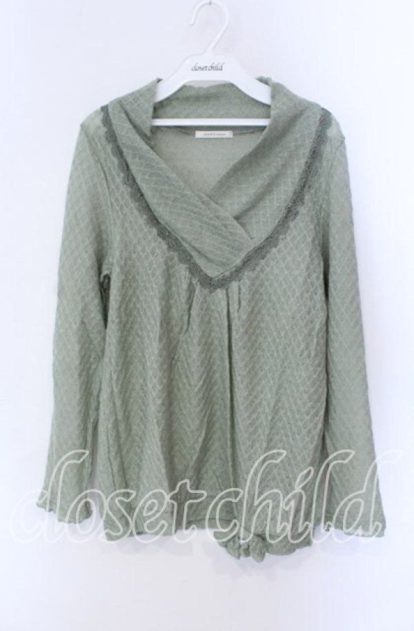 画像1: axes femme / レース配色透かし編みニット M グリーン O-25-08-28-1004-AX-TO-OW-ZT276 (1)