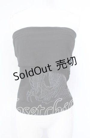 画像: Qutie Frash / ドラゴンptサラシベアトップ  ブラック O-25-08-28-007-QU-TO-OW-OS