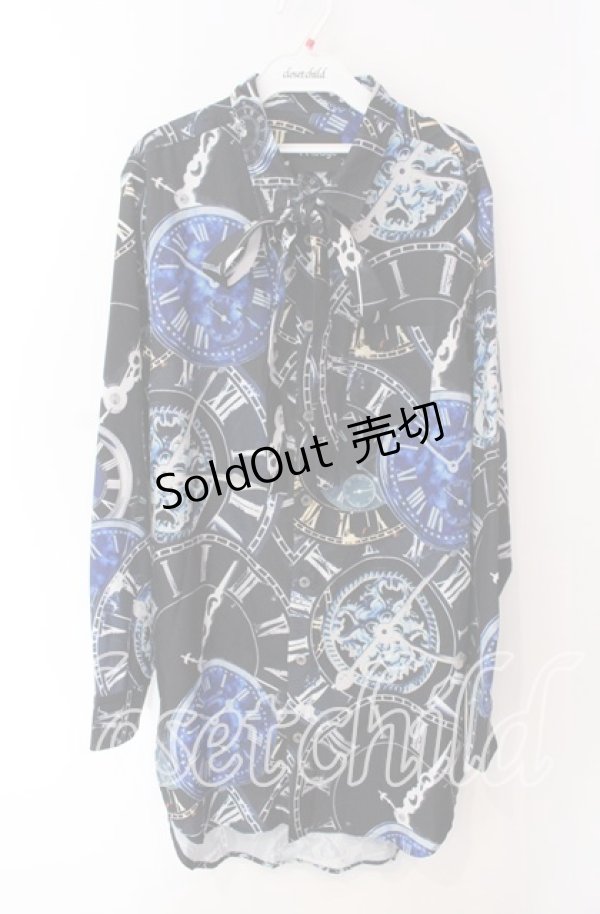 画像1: Wrouge / POCKET WATCHリボン付きシャツ F ブラック O-25-08-28-009-LO-BL-OW-OS (1)