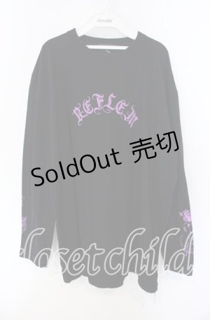 画像: REFLEM / 薔薇プリントL/S Tee/ロングスリーブカットソー F ブラック×パープル O-25-08-28-015-PU-TO-OW-OS