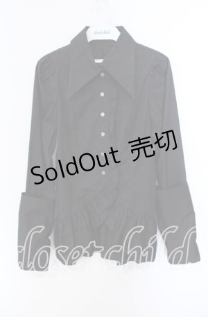 画像: BPN / 裾フリルロングカフスブラウス M ブラック O-25-08-28-018-GO-BL-OW-OS