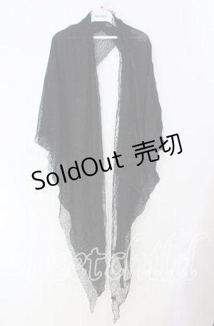 画像: Qutie Frash / 蜘蛛の巣メッシュ重ね三角ストール  ブラック O-25-08-28-020-QU-ZA-OW-ZT450