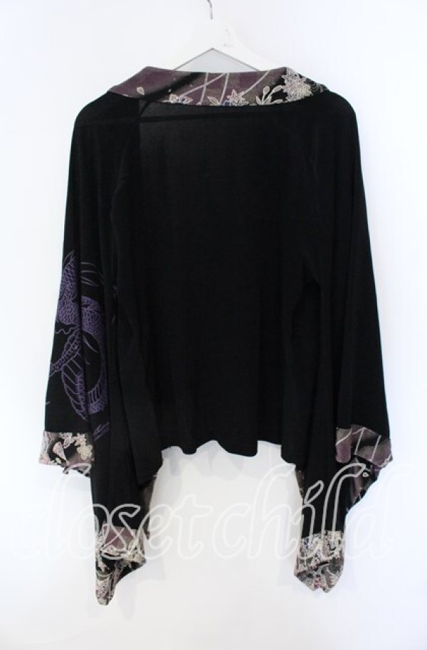 画像3: Qutie Frash / ちりめん切り替え着物袖カーディガン  ブラック O-25-08-28-026-QU-TO-OW-ZT076 (3)