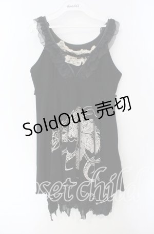 画像: Qutie Frash / ドラゴンptノースリーブワンピース  ブラック O-25-08-28-027-QU-OP-OW-OS