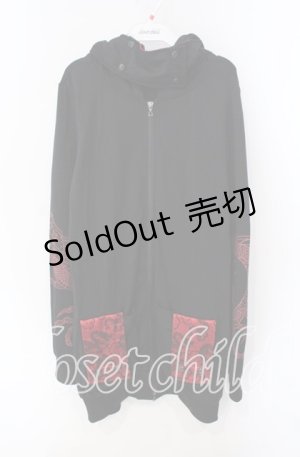 画像: Qutie Frash / ドラゴンサテンポケットパーカー  ブラック×レッド O-25-08-28-028-QU-TO-OW-OS