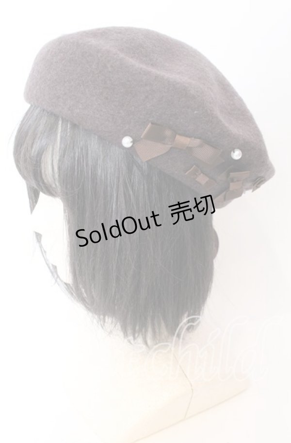 画像1: m petit by misako / AMミニリボンバスクベレー  ブラウン O-25-08-29-052-LO-AC-YM-ZT511 (1)