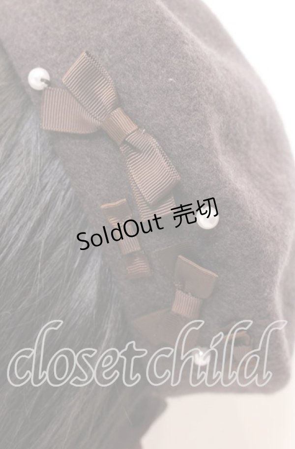 画像2: m petit by misako / AMミニリボンバスクベレー  ブラウン O-25-08-29-052-LO-AC-YM-ZT511 (2)