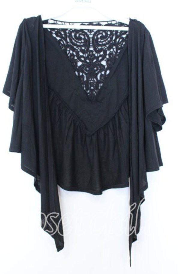 画像1: axes femme / BACKデザイン前結びカーディガン M クロ O-25-08-29-005-AX-TO-OW-ZT010 (1)