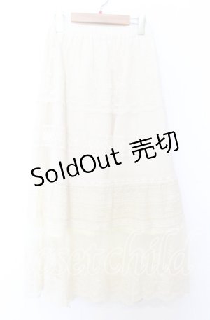 画像: axes femme / 刺繍レース使いチュールスカート M キナリ O-25-08-29-015-AX-TO-OW-OS