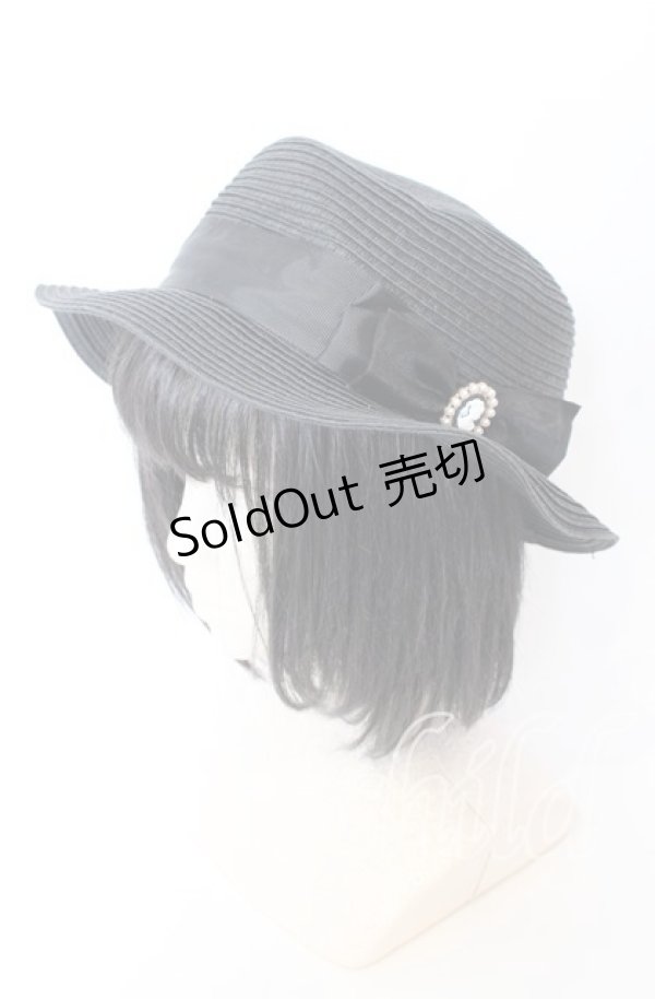画像1: m petit by misako / ストローハット  クロ O-25-08-29-027-LO-AC-YM-ZT500 (1)