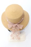 画像2: axes femme / レースリボンカンカン帽  ナチュラルｘピンク O-25-08-29-029-AX-AC-YM-ZT500 (2)