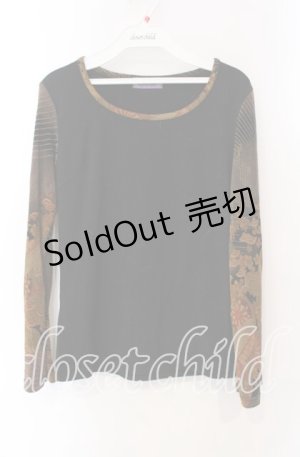 画像: Qutie Frash / ちりめんスリーブカットソー  ブラック O-25-08-30-041-QU-TO-OW-OS