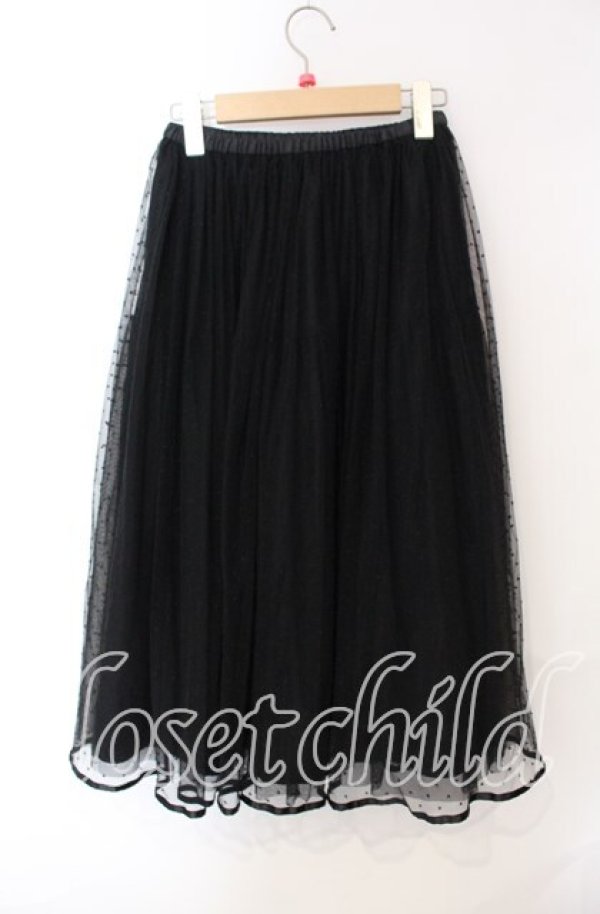 画像2: Franche Lippee / ドットチュールスカート M クロ O-25-08-30-045-LO-SK-OW-ZT064 (2)