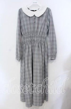 画像: Ank Rouge / 丸襟グレンチェックワンピース M グレー O-25-08-30-053-CA-OP-OW-OS
