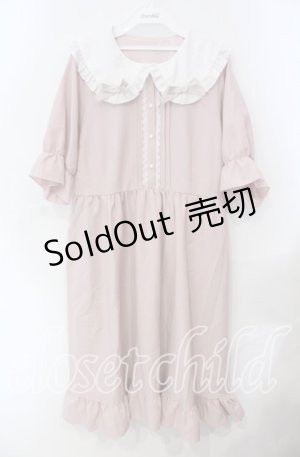 画像: DearMyLoveWhip / 丸襟リボンワンピース 4L ピンク O-25-08-30-055-LO-OP-OW-OS