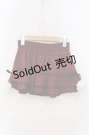 画像: LIZ LISA doll / サイドぽんぽんラメチェックスカパン  アカ O-25-08-30-061-LO-SK-OW-OS
