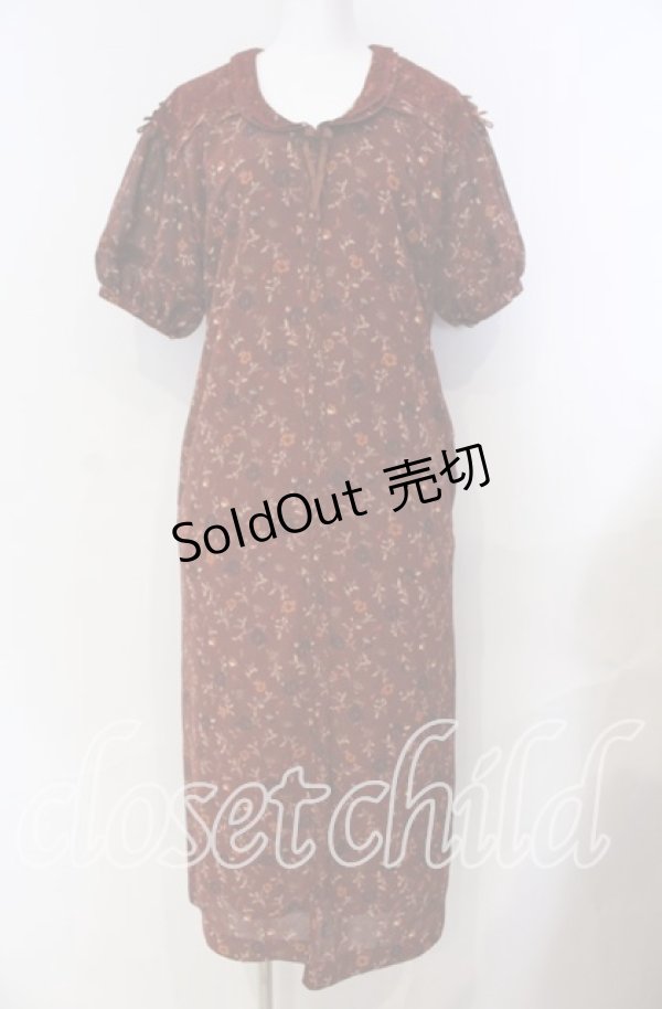 画像1: PINK HOUSE / プチリボン使い花柄ワンピース  アカ O-25-08-30-006-LO-OP-OW-ZT078 (1)