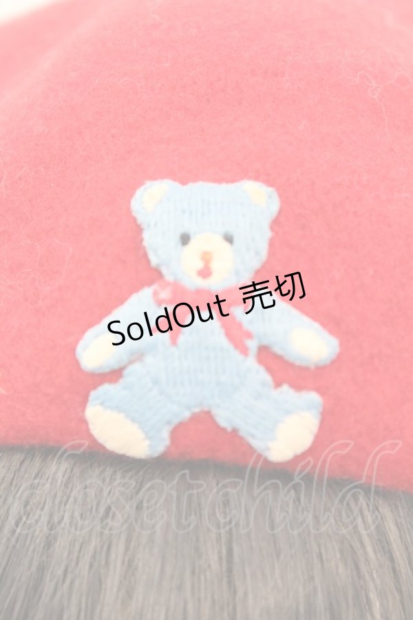 画像2: MILK / くま刺繍ベレー  アカ O-25-08-30-1004-ML-AC-OW-ZT511 (2)