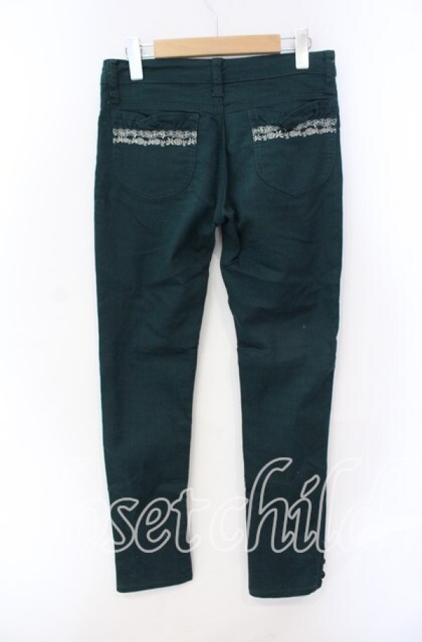 画像3: axes femme / ローズ刺繍パンツ M グリーン O-25-08-30-075-AX-PA-OW-ZT257 (3)