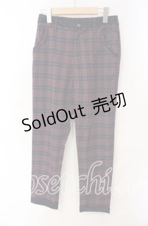 画像: axes femme / レース配色チェックパンツ M ワイン O-25-08-30-076-AX-PA-OW-ZT272