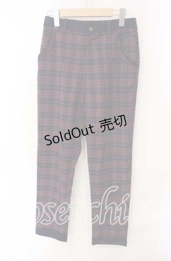 画像1: axes femme / レース配色チェックパンツ M ワイン O-25-08-30-076-AX-PA-OW-ZT272 (1)