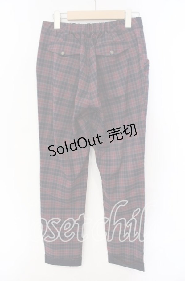 画像3: axes femme / レース配色チェックパンツ M ワイン O-25-08-30-076-AX-PA-OW-ZT272 (3)