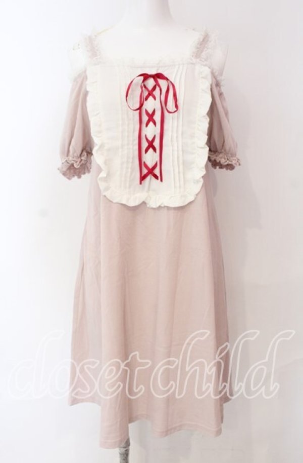 画像1: Ank Rouge / ヨークスピンドルオフショルカットワンピース M ピンク O-25-08-30-081-CA-OP-OW-ZT069 (1)