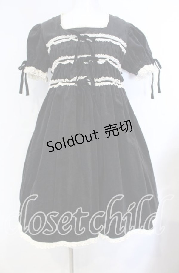 画像1: metamorphose / 別珍袖付ジャンパースカート  クロ O-25-08-30-008-ME-OP-OW-OS (1)