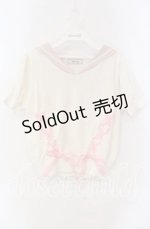 画像: Ank Rouge / スピンドルセーラーニットトップス M アイボリー×ピンク O-25-08-30-089-CA-TO-OW-OS