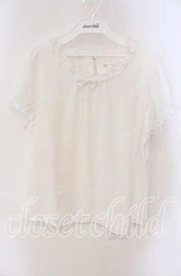 画像1: Ank Rouge / リボンフリルプルブラウス M シロ O-25-08-30-094-CA-BL-OW-ZT180 (1)