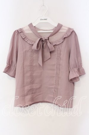 画像: evelyn / ドットチュール切り替えリボンブラウス  ピンク O-25-08-30-095-LO-BL-OW-OS