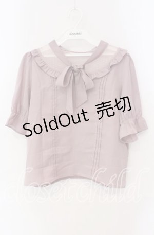 画像: evelyn / ドットチュール切り替えリボンブラウス  ピンク O-25-08-30-095-LO-BL-OW-OS