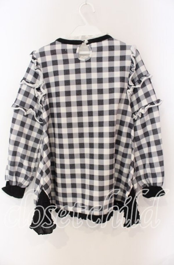 画像2: Swankiss / Loli Message Tunic F ふりむきチェック（クロ） O-25-08-30-097-CA-TO-OW-ZT027 (2)