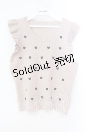 画像: evelyn / ハートノースリーブニット  ピンク O-25-08-30-107-LO-TO-OW-ZT0924B
