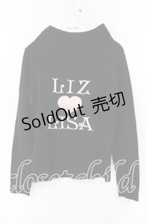 画像: LIZ LISA / ロゴ刺繍タートルニット  クロ×ピンク O-25-08-30-109-LO-TO-OW-OS