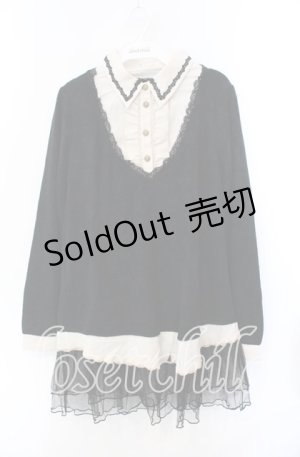 画像: axes femme / 裾チュールブロッキングチュニ M クロ O-25-08-30-024-AX-OP-OW-OS