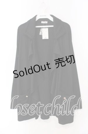 画像: axes femme / 襟付ロングトッパージャケット M クロ O-25-08-30-025-AX-TO-OW-OS