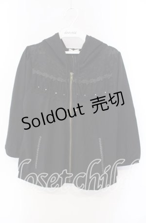 画像: axes femme / 縦レース使いパーカー M クロ O-25-08-30-026-AX-TO-OW-OS